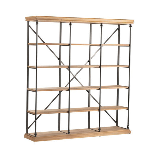 Industrial Wood & Metal Bookcase, 3-Section