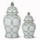 Set of 2 Green/White Ginger Jars