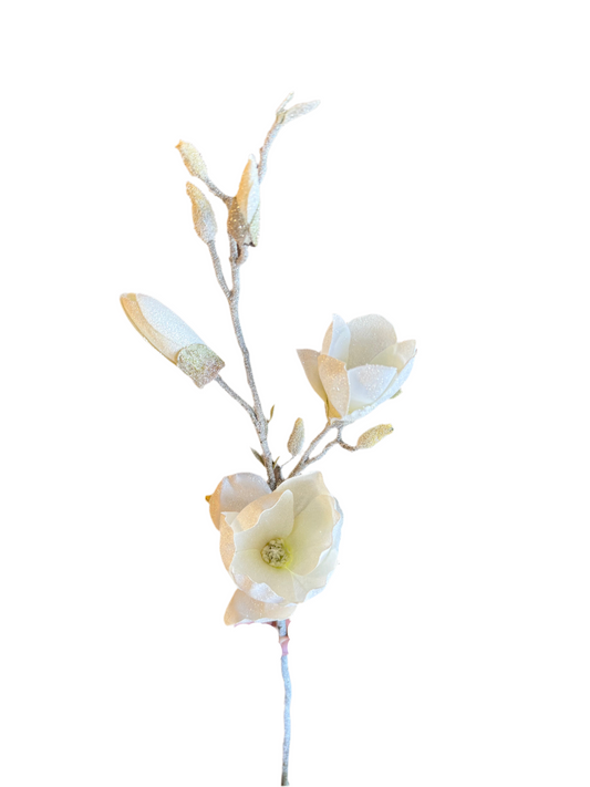 32" Frosted Magnolia Spray, Cream