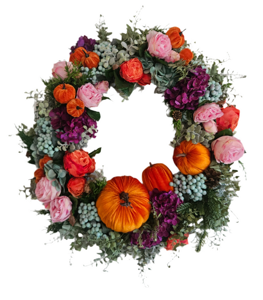 Fall Wreath With Teal Berries