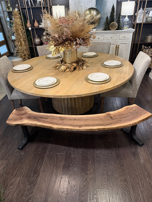 Hickory Solid Wood Curved Bench