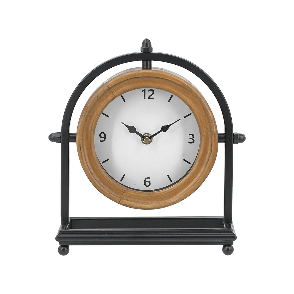 Wood & Iron Table Clock