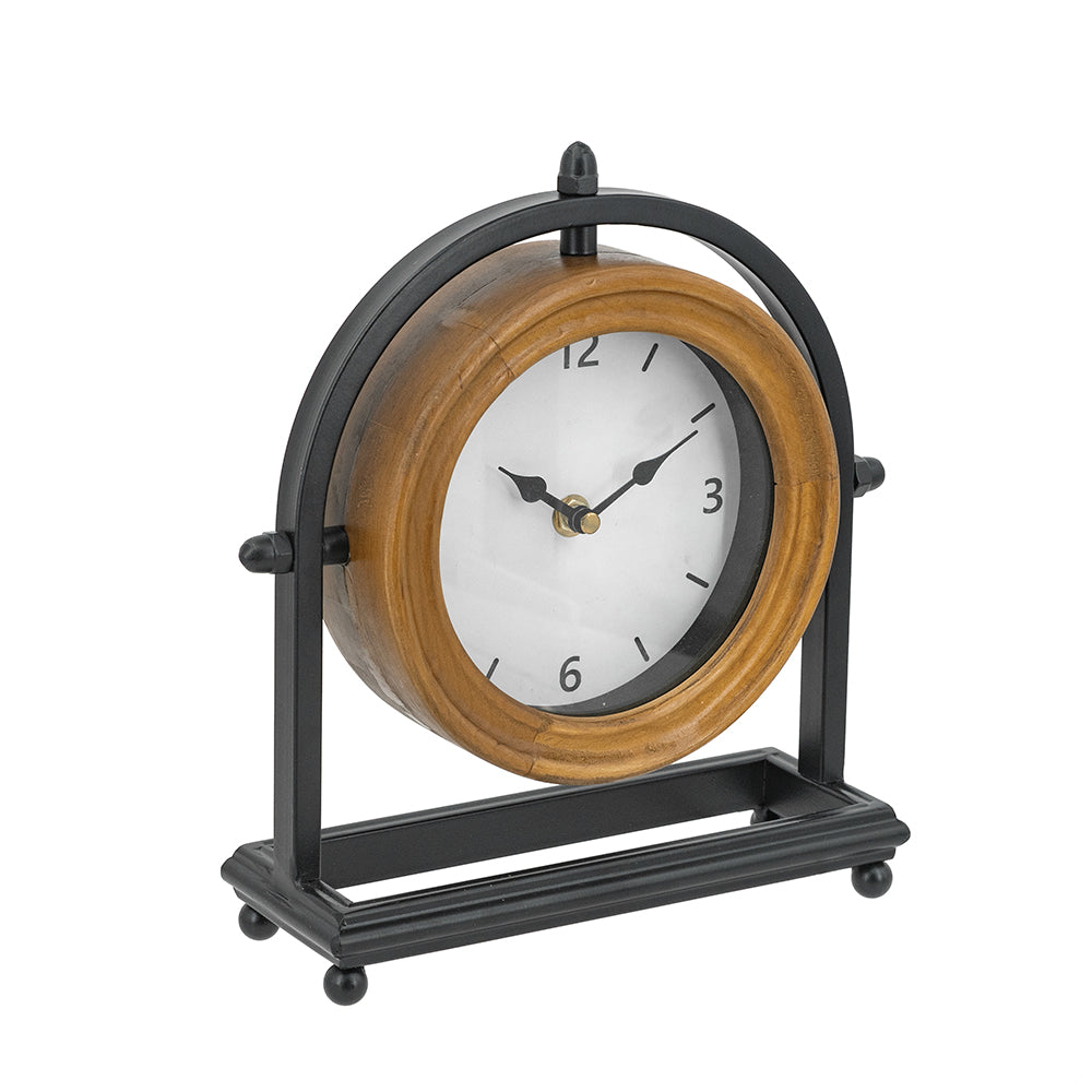 Wood & Iron Table Clock