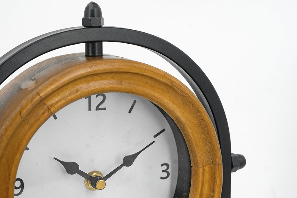 Wood & Iron Table Clock