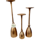 Gold Aluminum Pillar Candleholders, Set of 3