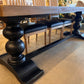 Ashton Oak Herringbone Dining Table, w/ Black Legs