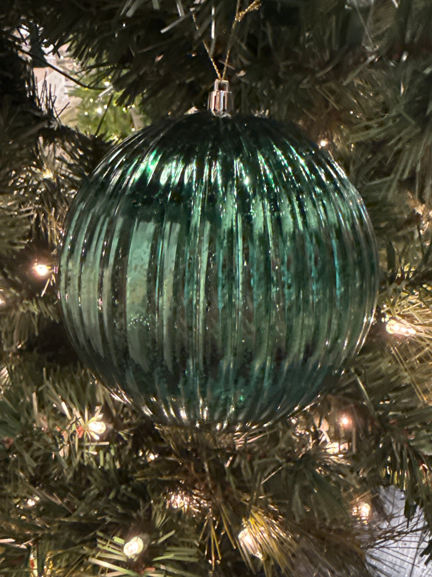 6" Midnight Green Mercury Lined Ball Ornament