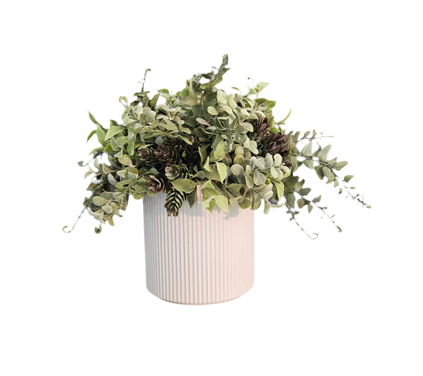 Mixed Greenery In White Container