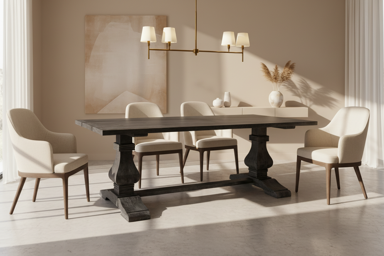 Dark wooden table with a white background