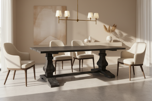 Dark wooden table with a white background