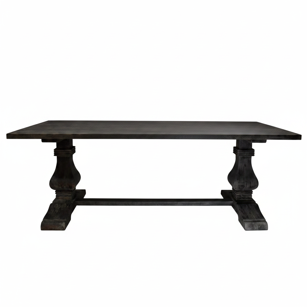 Dark wooden table with a white background