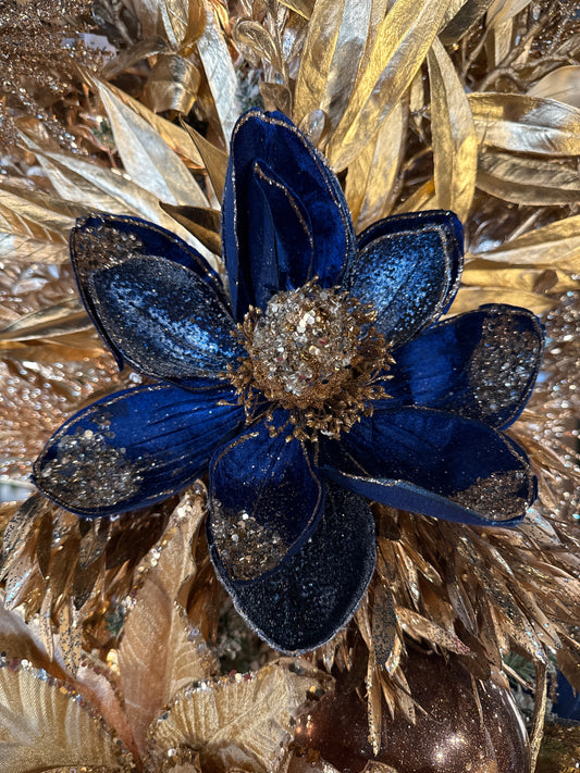 18" Sapphire Blue & Rose Gold Magnolia Stem