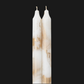 12" Pure White w/ Gold Decorative Taper Candles (Pack of 2)