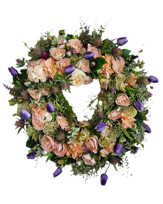 Everyday Wreath with Tulips and Thistle