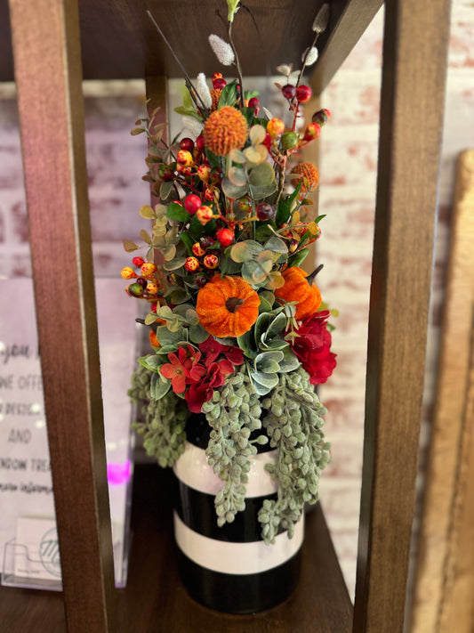 Fall Candle Topper w/Red Hydrangea