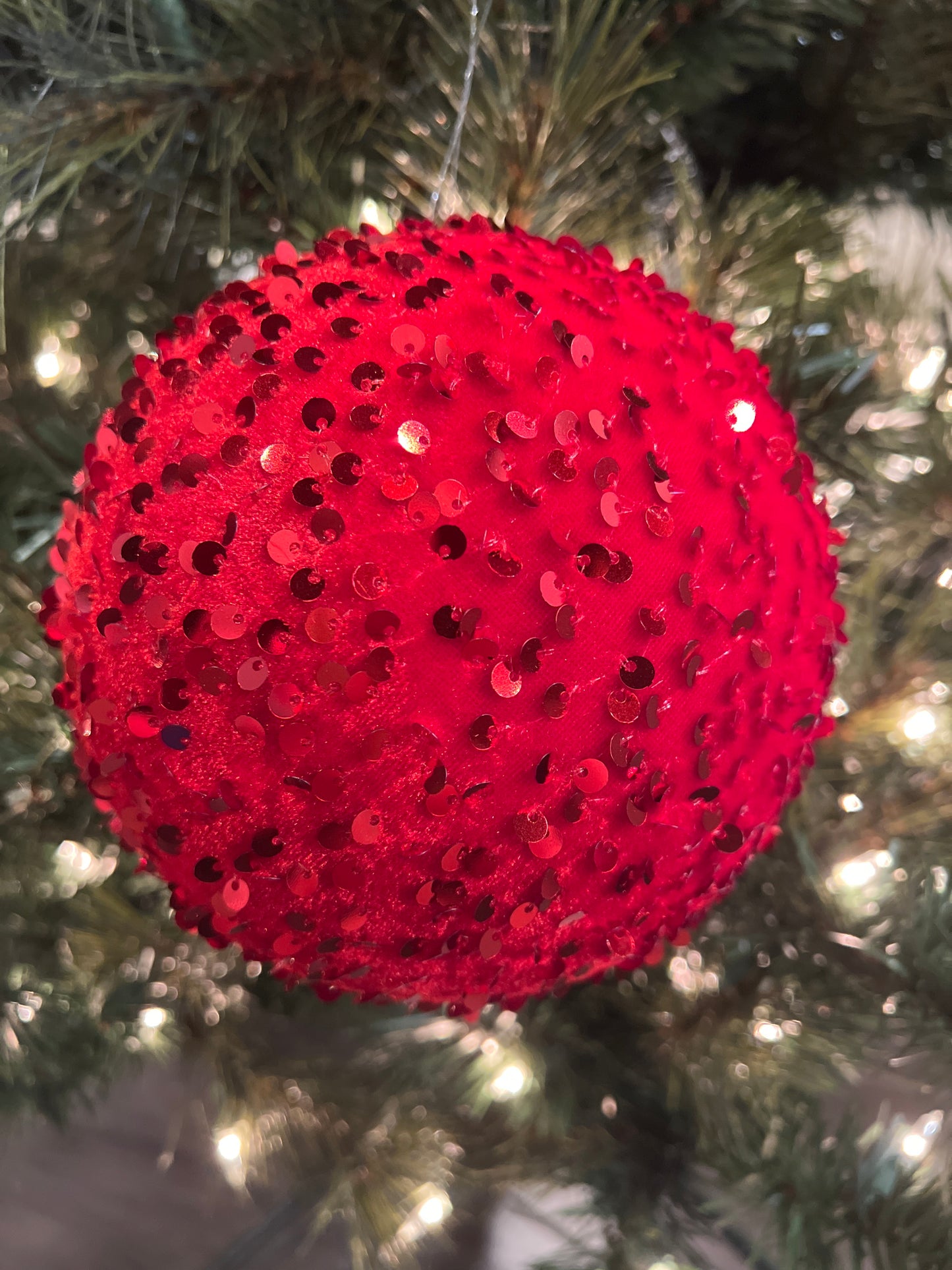 Red Sequin Ball Ornament (Various Sizes)