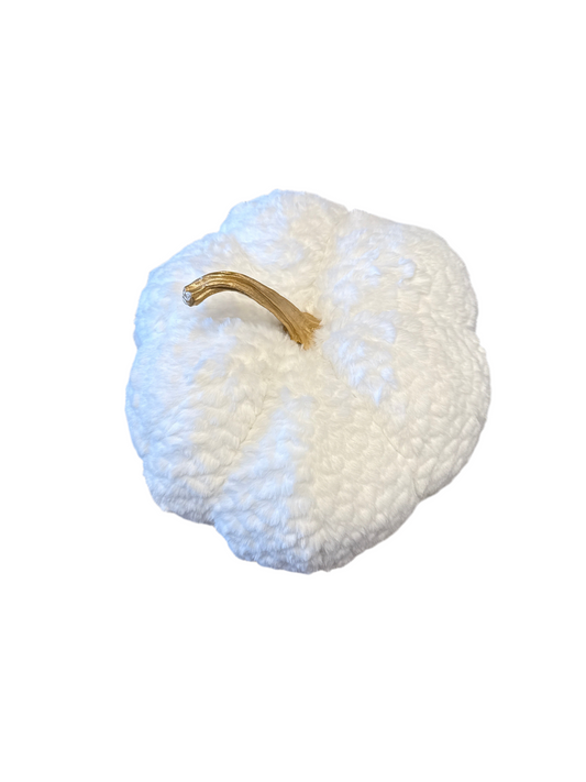 Plush White Pumpkin w/ Gold Stem