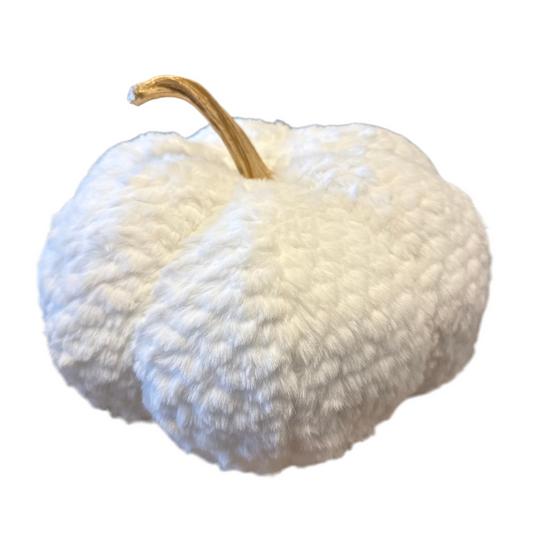 Plush White Pumpkin w/ Gold Stem