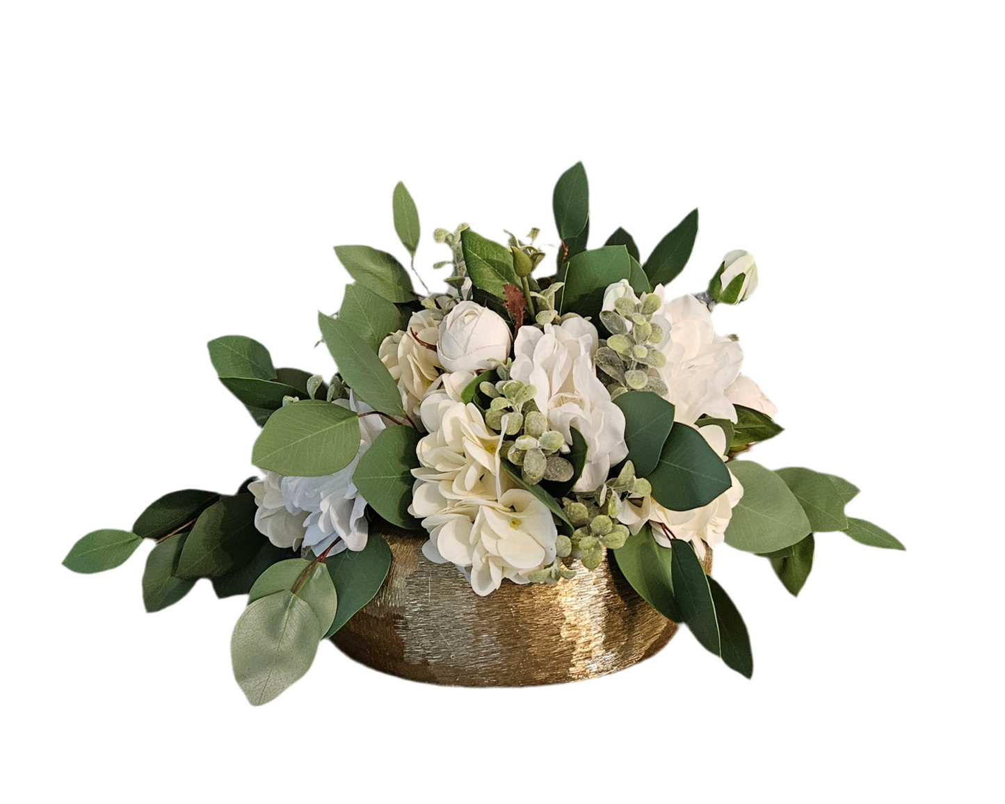 Real Touch Centerpiece with Eucalyptus and Hydrangeas