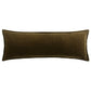 Stella Faux Silk Velvet Long Lumbar Pillow, Green Ochre
