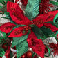 22" Classic Velvet Poinsettia Stem, Red/Green