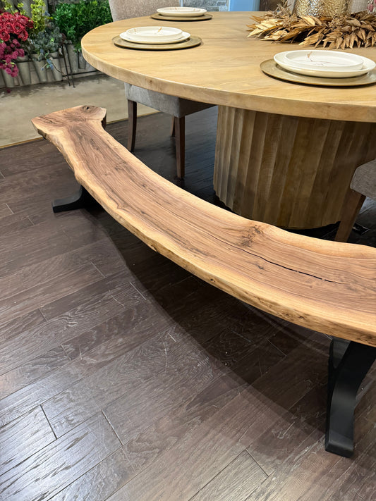 Hickory Solid Wood Curved Bench