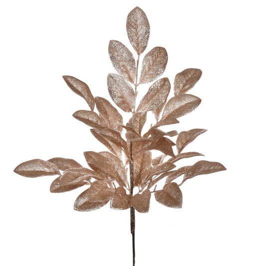 25" Cafe Latte Apple Leaf Glitter Bush