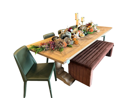 Adalyn Parquet Dining Table, Natural Finish