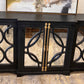 Sarah Mirrored Extra Long Black Breakfront with Gold Hardware