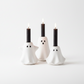 White Ceramic Ghost Candleholders, Set of 3