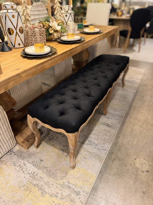 Channing French Tufted Linen Upholstered Bench