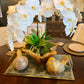 Orchid Arrangement In Teak Wood Bowl