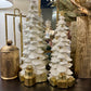 White Glittered Resin Tree with Gold Packages