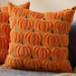 Fuzzy Pumpkin Pillow, Orange w/ Green and Yellow