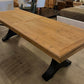 Stetson Elm Dining Table, w/ Black Metal Legs