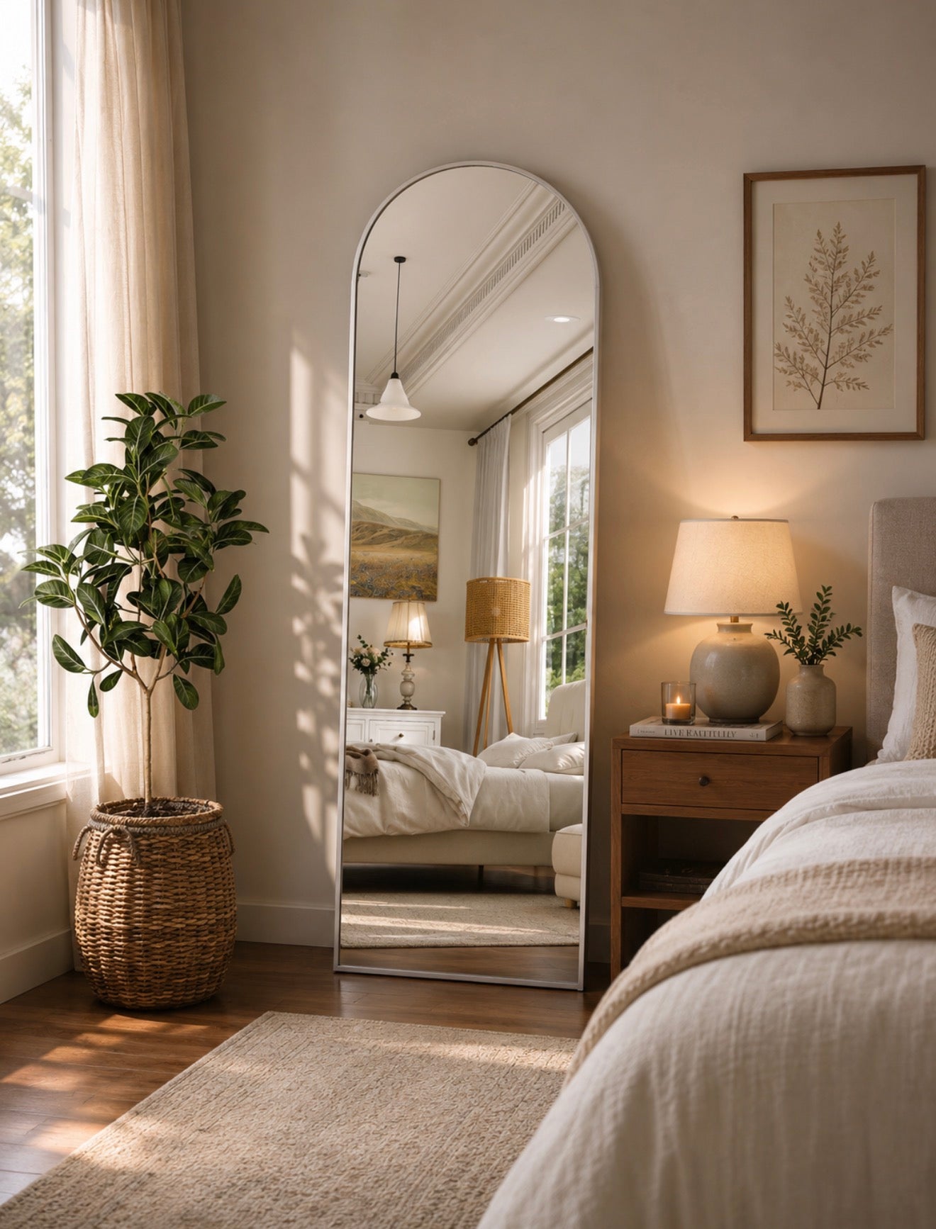 Arched Floor Mirror, Silver
