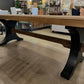 Stetson Elm Dining Table, w/ Black Metal Legs