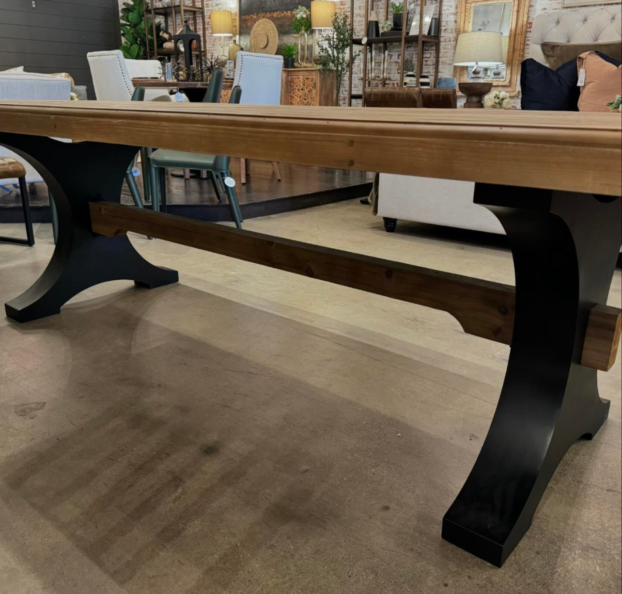 Stetson Elm Dining Table, w/ Black Metal Legs