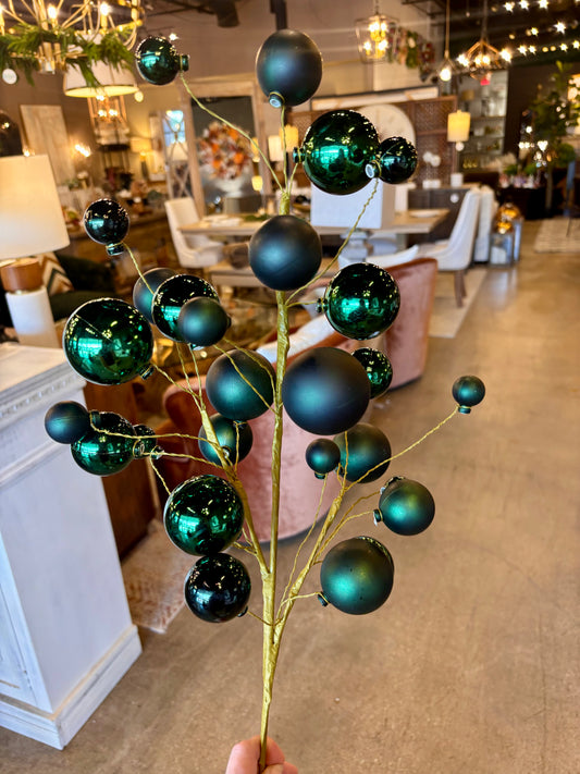 30" Midnt Green Matte Shiny Ball Ornament Spray