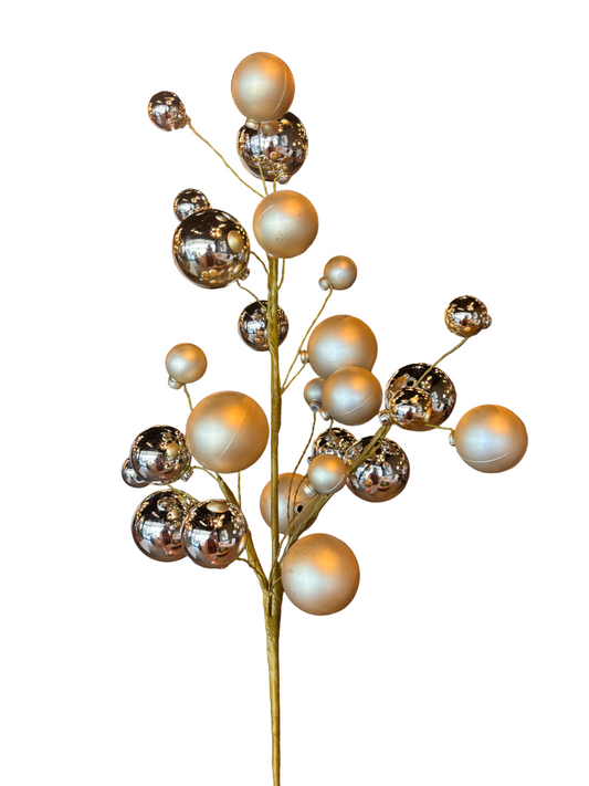 30" Champagne Matte Shiny Ball Ornament Spray