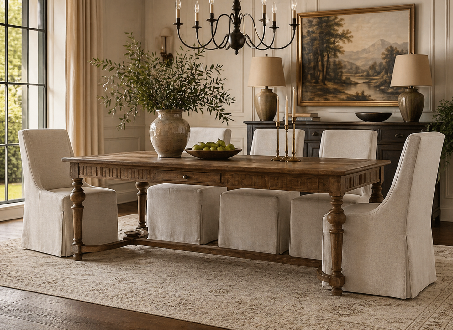 89” Elm French Leg Table