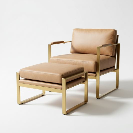 Calvin Club Chair Ottoman, Camel