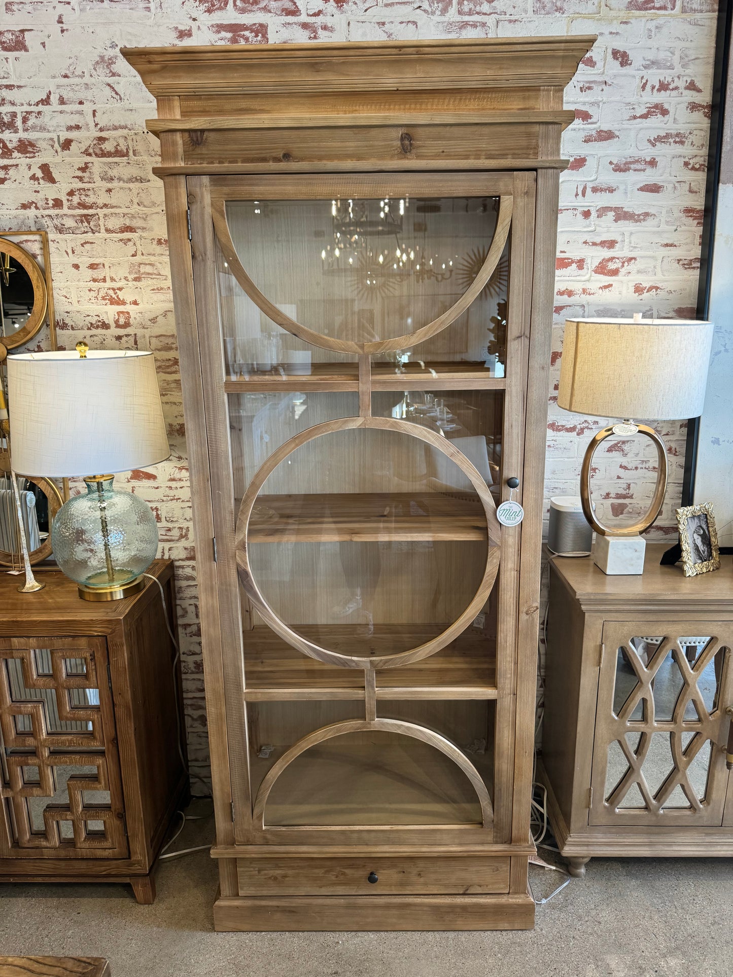 Alex Solid Elm and Glass Display Cabinet
