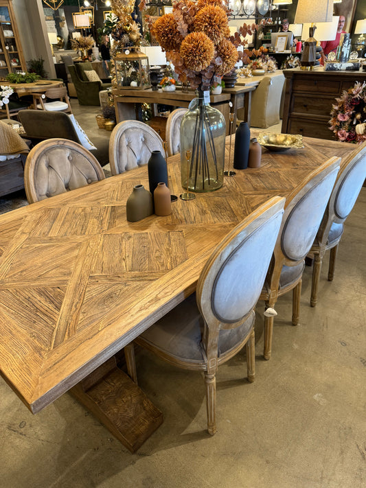 Adalyn Parquet Dining Table, Natural Finish