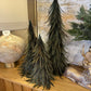 S/3 Wispy Green Feather Nesting Cone Trees