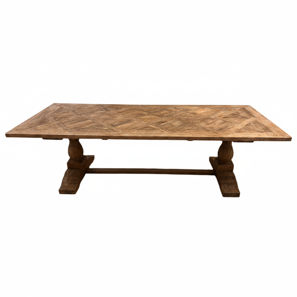 Adalyn Parquet Dining Table, Natural Finish