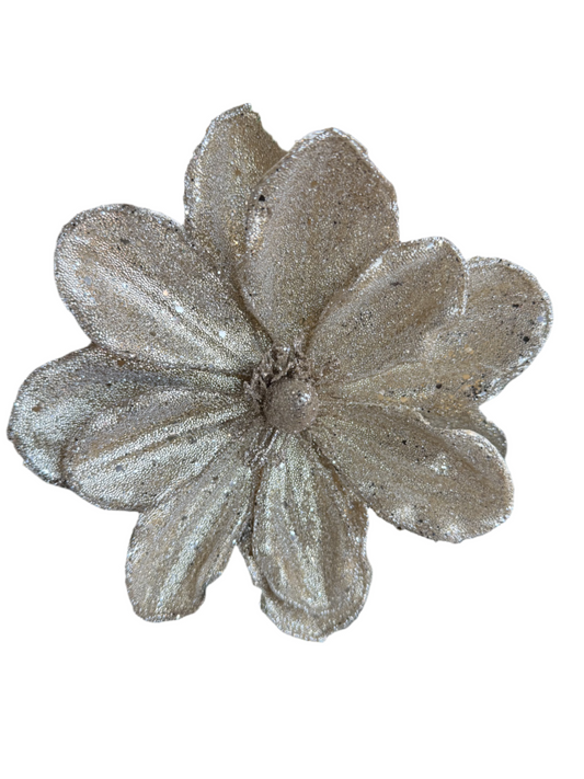 24" Micro Beaded Sequin Magnolia Stem, Champagne