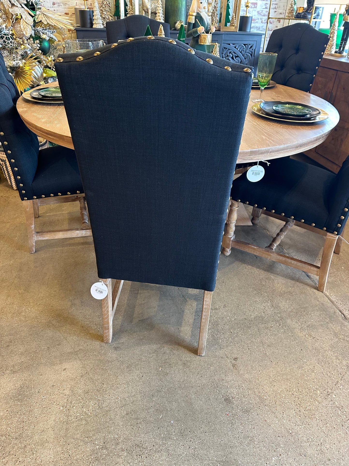 Preston Black Linen Tufted Dining Chair