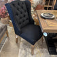 Preston Black Linen Tufted Wingback Chair