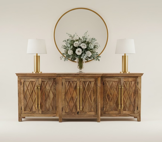 Leah Extra Long Breakfront, Dark Natural